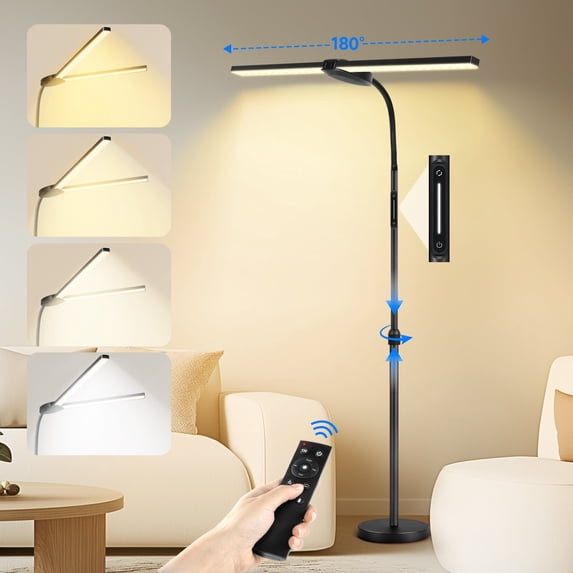 OUTON 2-in-1 LED Floor Lamp with Remote Touch Control Adjustable Standing Reading Light with 4 Color Temperature for Living Room