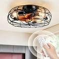 OUTON 20" Indoor Electric Caged Ceiling Fans with Remote, 7 Blades for Small Room