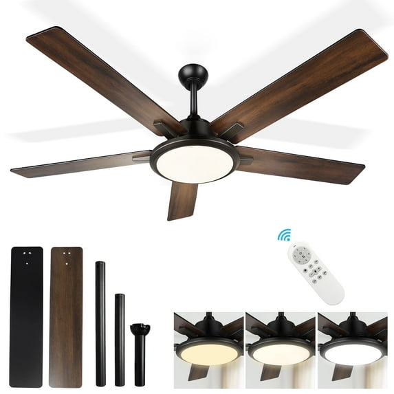 OUTON 52" Ceiling Fans with Light  Remote Control Sale Clearance, 6-Speed Reversible DC Motor Ceiling Fans,  Dimmable Modern Ceiling Fan for Bedroom, Living Room