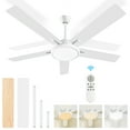 thumbnail image 1 of OUTON 52" Modern Ceiling Fan with Lights and Remote Control, Dimmable Fanlight for Indoor Outdoor Bedroom, Living Room,5 Dual Blades,Reverse Airflow, White, 1 of 8