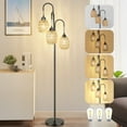 thumbnail image 1 of OUTON 69'' Tree Floor Lamp for Living Room Clearance, 3 Light Dimmable Tall Standing Lamp with Rattan Lampshade, Farmhouse Floor Lamp with 3 LED Bulbs for Bedroom Office, Boho, 1 of 15