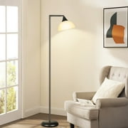 OUTON 72" 2-Light Modern Dimmable Black Torchiere Floor Lamp with Frosted Glass Dome