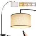thumbnail image 1 of OUTON Arc Floor Lamp with Remote for Living Room, LED Dimmable Modern Standing Lamps with 4 Color Temperatures, Tall Light for Bedroom, Bigger Linen Shade,(Beige Lampshade), 1 of 10