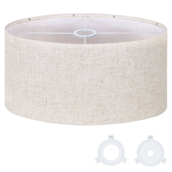 OUTON Beige Drum Lamp Shades for Floor Lamps, Replacement Linen Lampshades for Table Lamps & Bedside Lamps, 16" Top x 16" Bottom x 9.75" High, Easy to Assemble