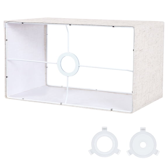 OUTON Beige Lamp Shades for Floor Lamps, Replacement Linen Lampshades for Table Lamps & Bedside Lamps, 15.5" Top x 15.5" Bottom x 9.5" High, Easy to Assemble