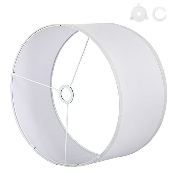 OUTON Large Drum Lamp Shades for Floor Lamps, 16" Top x 16" Bottom x 9" High, Easy to Assemble, Replacement Linen Lampshades for Table Lamps & Bedside Lamps (1.65" Spider), White