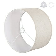 OUTON Beige Drum Lamp Shades for Table Lamps, Replacement Linen Lampshades for Floor Lamps 1.65" Spider, 11" Top x 11" Bottom x 9" High