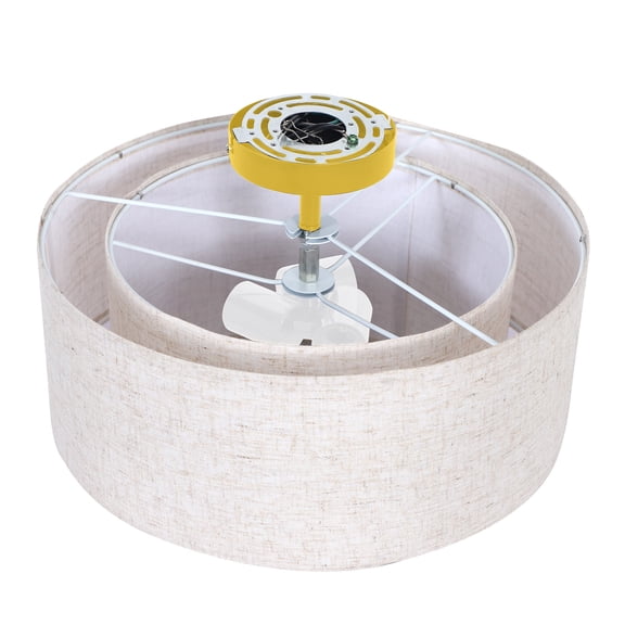 OUTON Flush Mount Ceiling Light, 16" Close to Ceiling Light with Linen Fabric Drum Shade,Drum Light Fixtures Ceiling Mount for Kitchen, Bedroom, Bathroom, Living Room, Hallway(Gold)