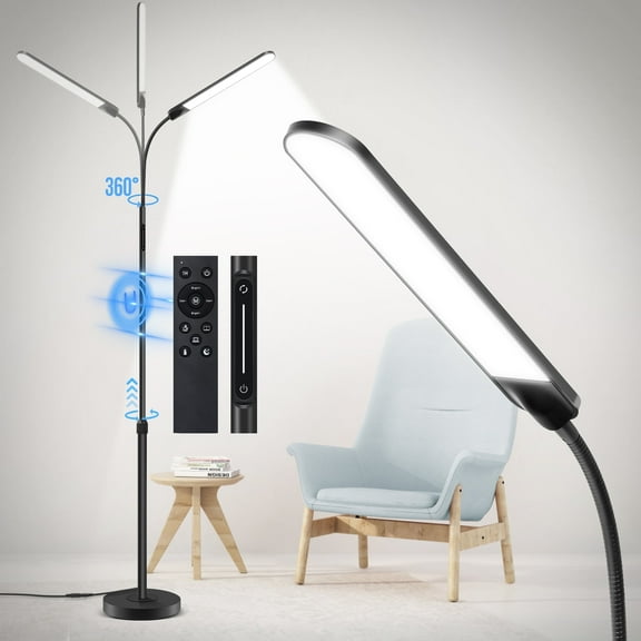 OUTON LED Reading Floor Lamp for Living Room, Tall Standing Lamp with Remote &Touch Control-4 Color Temperature,  Adjustable Floor Light for Bedroom Office, Black