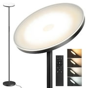 OUTON LED Torchiere Floor Lamp, Super Bright Dimmable Modern Standing Lamp with Remote Control, 4 Color Temperature, Tall Lamp for Living room, Bedroom, Black