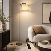 OUTON Floor Lamp for Living Room, Tall Standing Lamp with 4 Color Temperatures, Black Floor Lamp with Remote Control and 9W LED Bulb for Bedroom, Office