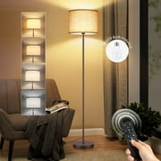 OUTON Modern Floor Lamps for Living Room, 63" Standing Lamp with Linen Shade, Tall Pole Lamps for Bedroom, Office,Brown,Bulb Included