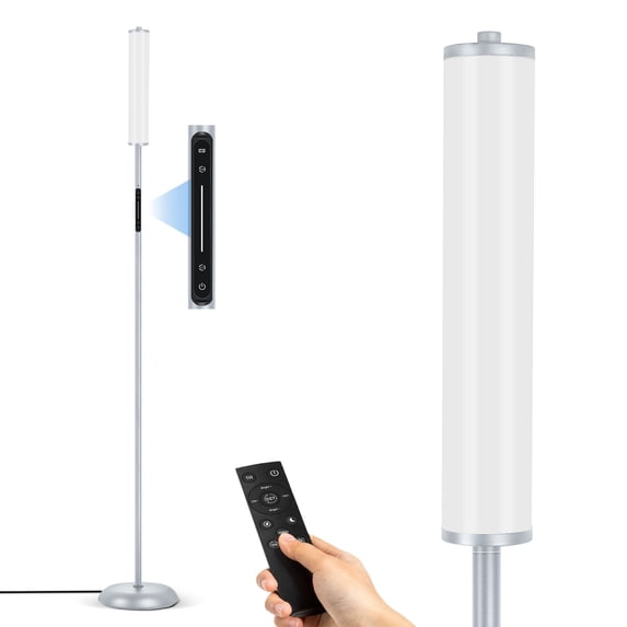 OUTON Bright LED Floor Lamp with Remote and APP Control, 1500LM 65" Tall Standing Lamp, Ambient Light, Music Sync, Modern Corner Lamps for Living Room, Bedroom, Grey