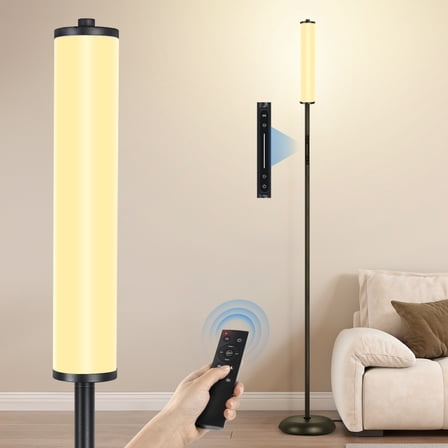 OUTON Bright LED Floor Lamp with Remote and APP Control, 1500LM 65" Tall Standing Lamp, Ambient Light, Music Sync, Modern Corner Lamps for Living Room, Bedroom, Black