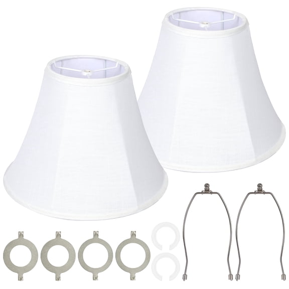 OUTON White Drum Lamp Shades for Floor Lamps, Replacement Linen Lampshades for Table Lamps & Bedside Lamps, 6" Top x 13" Bottom x 10" High, Easy to Assemble