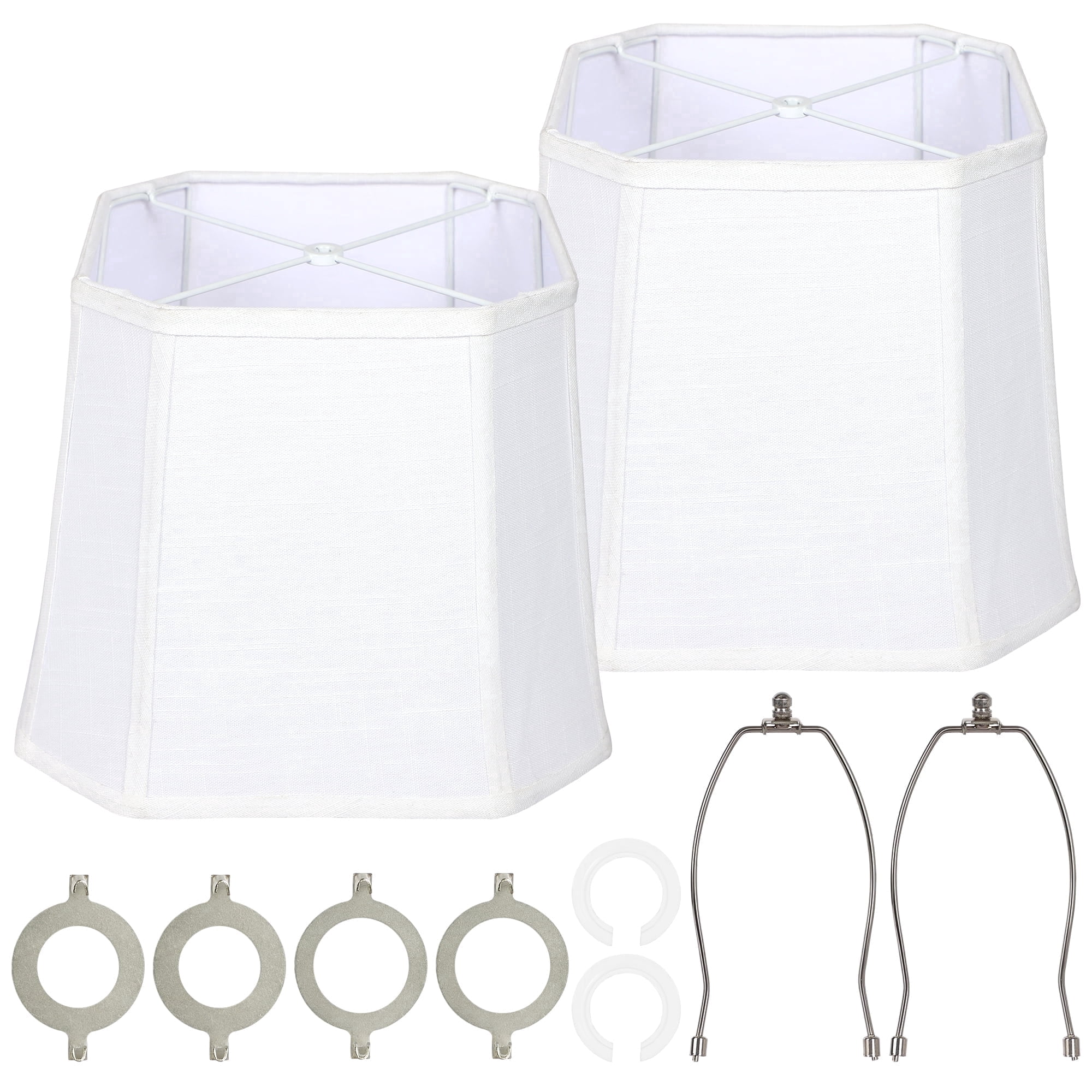 OUTON White Lamp Shades for Floor Lamps, Replacement Linen Lampshades for Table Lamps & Bedside Lamps, 10" Top x 13" Bottom x 10.25" High, Easy to Assemble