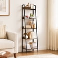 thumbnail image 1 of OUTONLIFE 5-Tier Ladder Shelf Bookcase, Leaning Bookshelf ，Storage Display Rack Shelves for Living Room, Bedroom, Home Office, Rustic Brown, 1 of 11