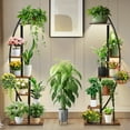 thumbnail image 1 of OUTONLIFE 65" Plant Stands Indoors with Grow Lights 2 Pack, 6-Tier Half Moon Metal Storge Shelf, Multiple Pots Metal Flower Stands for Living Room, Porch, Corner Garden, 1 of 10