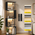 thumbnail image 1 of 4-Tier S-Shaped Bookcase, Geometric Bookshelf, Wooden Storage Display Shelf for Living Room, Bedroom and Home Office,Black, 1 of 11