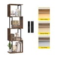 thumbnail image 1 of OUTONLIFE Modern 5-Tier LED Bookshelf, S Shape Metal and Wood Geometric Bookshelf for Decorative Storage, Great for Bedrooms, Living Rooms, and Offices,Brown, 1 of 10