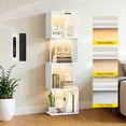 thumbnail image 1 of 4-Tier S-Shaped Bookcase, Geometric Bookshelf, Wooden Storage Display Shelf for Living Room, Bedroom and Home Office,White, 1 of 11