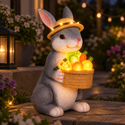 OUTONLIFE Solar Rabbit Garden Statue with LED Lights, Waterproof Resin Outdoor Animal Figurine, Patio Lawn Yard Porch Decor, Gift for Women Mom Grandma