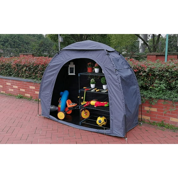 OUTOUR Heavy Duty Waterproof Metal Garden Storage Tent, 66"x80"x32", Gray