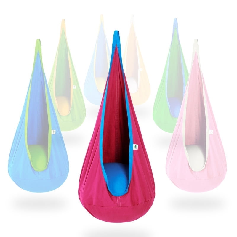 OUTREE Cotton Kids Pod Swing Seat Blue Pink and Blue