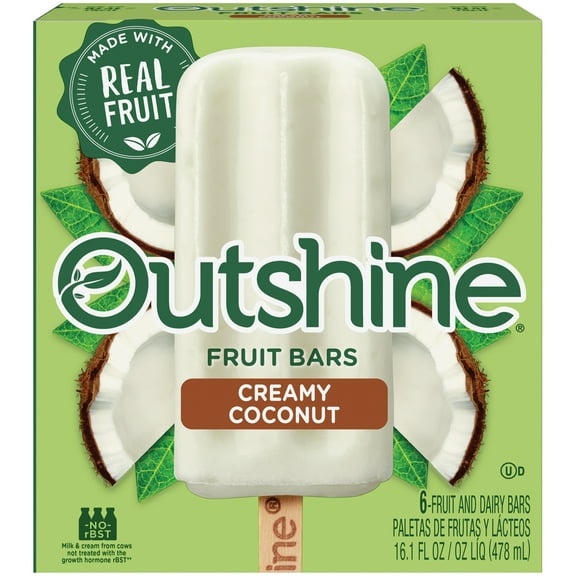 OUTSHINE Creamy Coconut Frozen Fruit Bars, 6 Ct. Box , Gluten Free