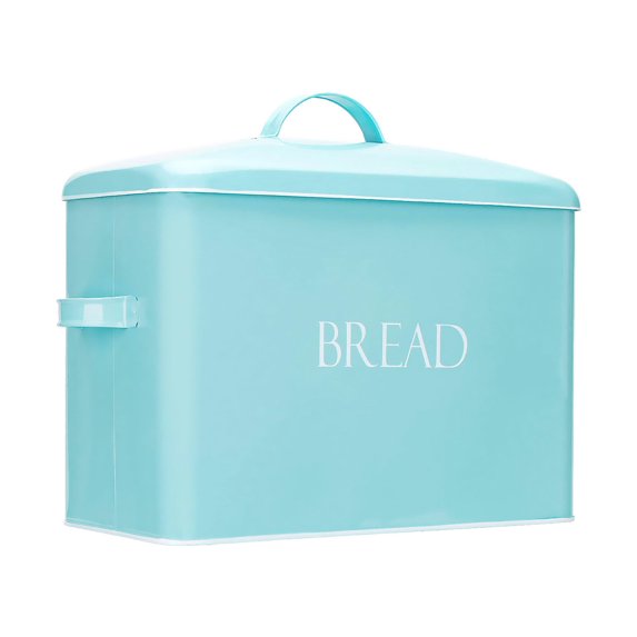 OUTSHINE Farmhouse Bread Box for Kitchen Countertop | Vintage Mint Bread Storage Container with Fitted Lid | Large Metal Bread Bin for Small Kitchen | Modern Corner Bread Boxes for Kitchen Counter