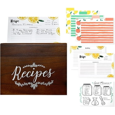 OUTSHINE Wooden Recipe Box with Cards and Dividers | Farmhouse Recipe Box with Card Dividers | Large Wood Recipe Cards and Box Set | Vintage Recipe Box Dividers 4x6 with Tabs | Best Recipe Box Holder