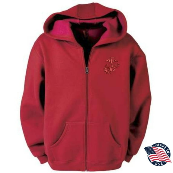 OUTSIDE THE WIRE Leatherneck for Life Leatherneck For Life Eagle, Globe, and Anchor Subdued Full Zip Sweatshirt - Red