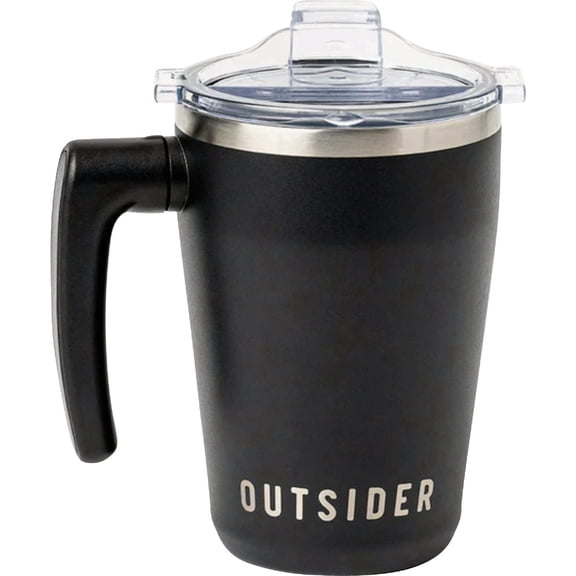 OUTSIDER Stainless Steel Vacuum Insulated Coffee Mug/Cup with Rotating Handle and Spill Proof Lid Great Travel Tumbler for Outdoor, Home, Office 17 ounces, Black