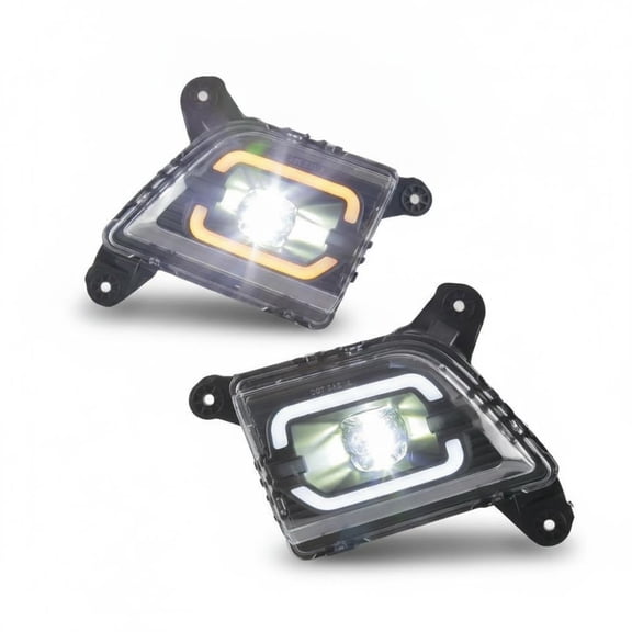 OUTWIND Dynamic Switchback LED Daytime Running Lights for Chevrolet Silverado 1500 2019-2022 DRL & Amber Turn Guide Post Front Bumper Fog Light Assembly Bezel Lamp