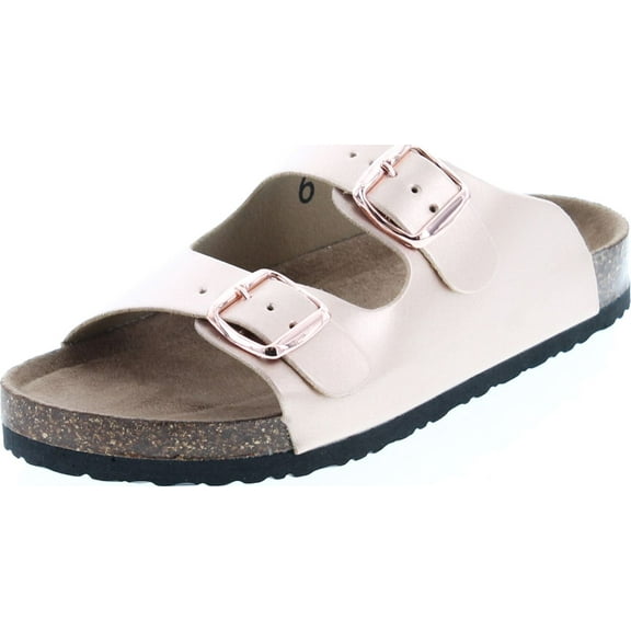 OUTWOODS Women's Bork-46 Vegan Leather Adjustable Double-Strap Slip-on Sandals