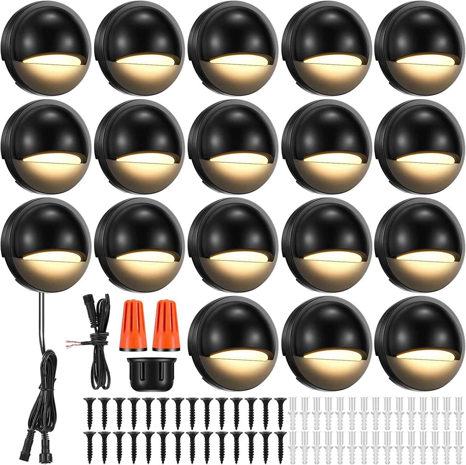 OUWI 18 Pack Low Voltage LED Deck Lights, 2.5W LED Landscape Step Stair