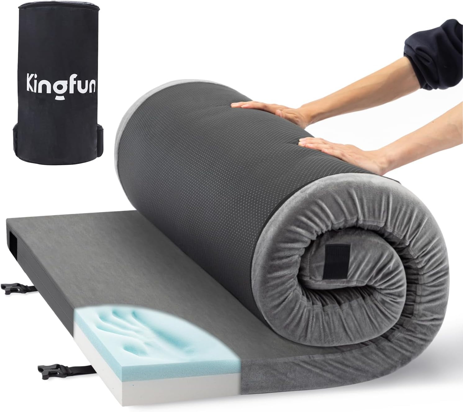 OUWI 3 Inch CertiPURUS Memory Foam Camping Mattress, Waterproof Roll