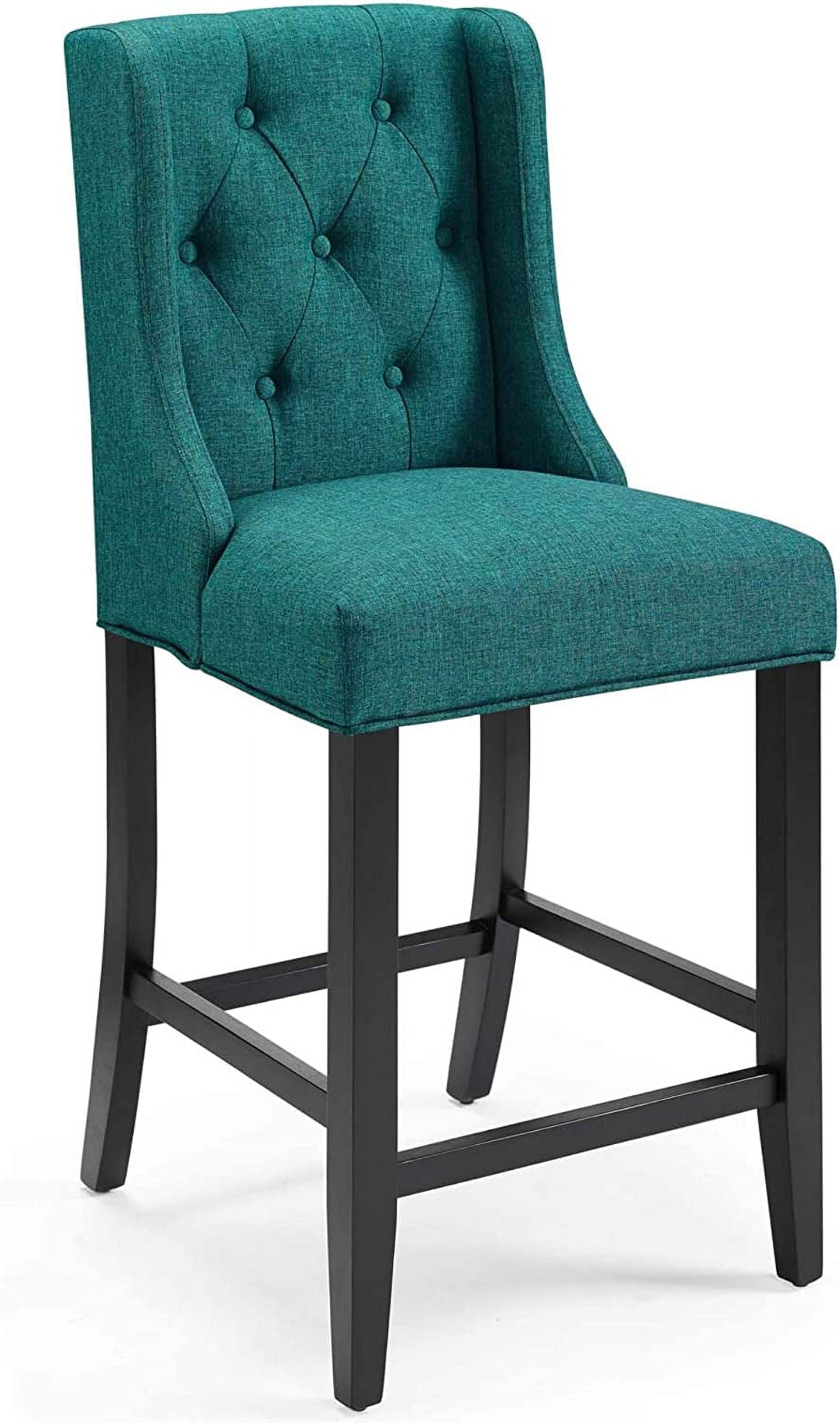 Teal Tufted Button Upholstered Wood Counter Stool