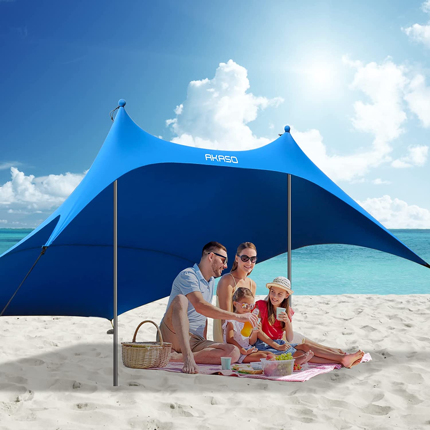 OUWI Beach Tent, Portable Beach Canopy Sun Shelter UPF50+ for 68 People, for Beach, Camping