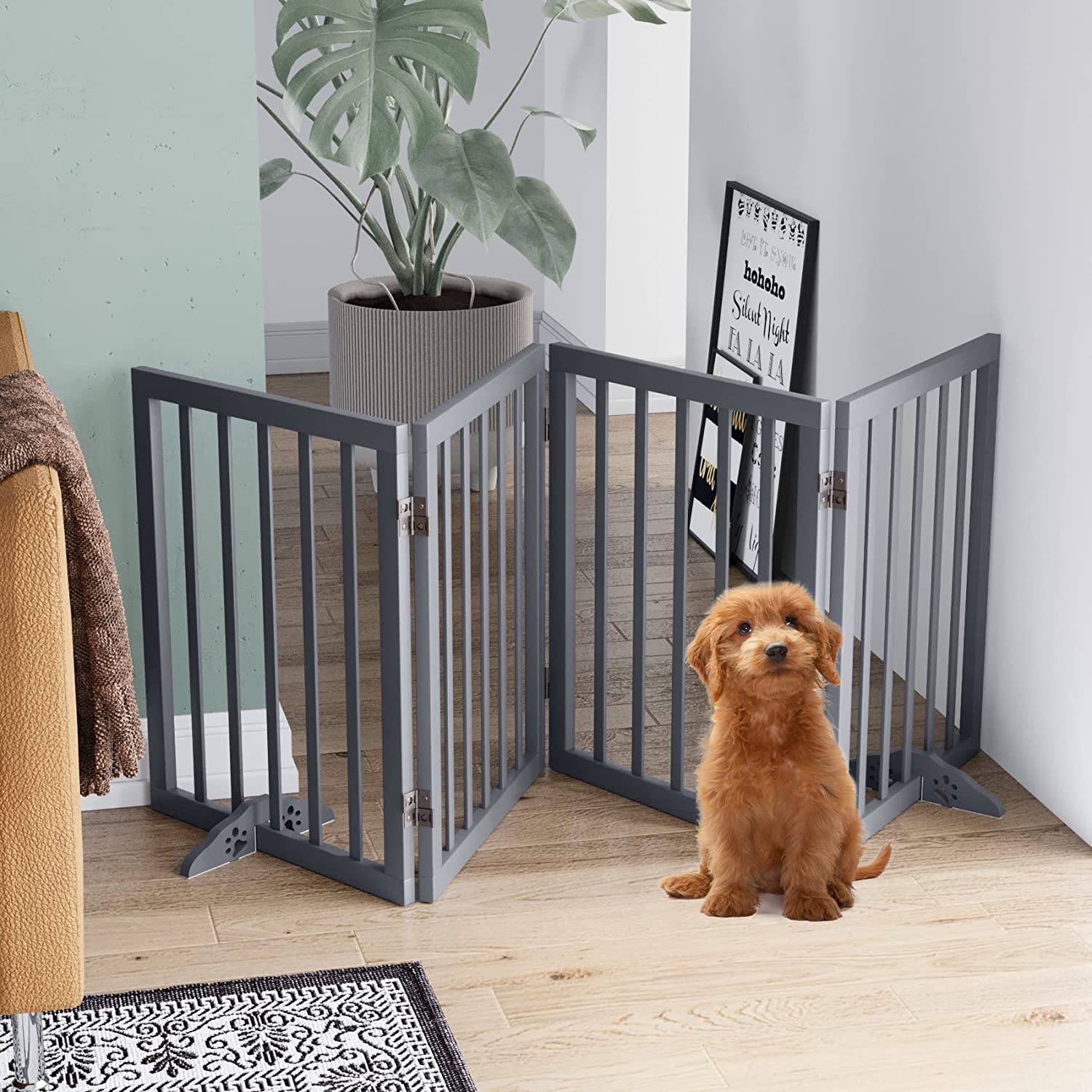 OUWI Freestanding Dog Gates for The House/doorways/Stairs with 2PCS
