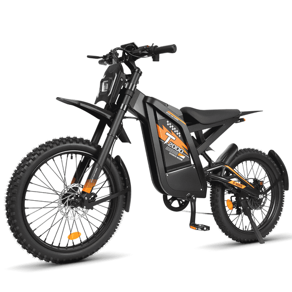 OUXI T2000 Electric Dirt Bike for Adults, 3000W Peak Motor E Dirt Bike, 48V 30Ah Battery, Max 37MPH, 85+ Miles Range Electric Bike, 24" Fat Tire Mountain Bike, Electric Motorcycles UL2849