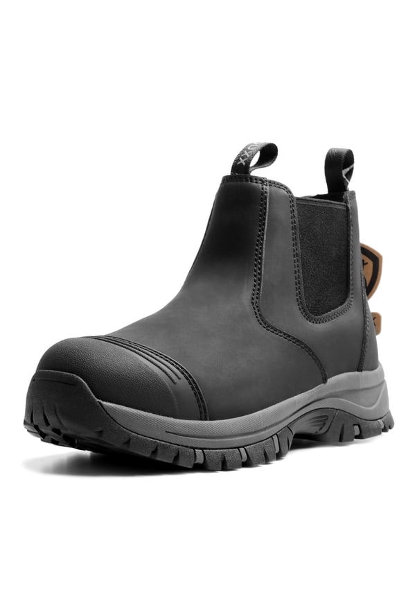 Steel Toe Chelsea Work Boots for Men – Slip-on Safety Boot, Waterproof Leather, Slip-Resistant Sole, Kevlar Puncture-Proof Midsole, ASTM F2413-18 EH Rated