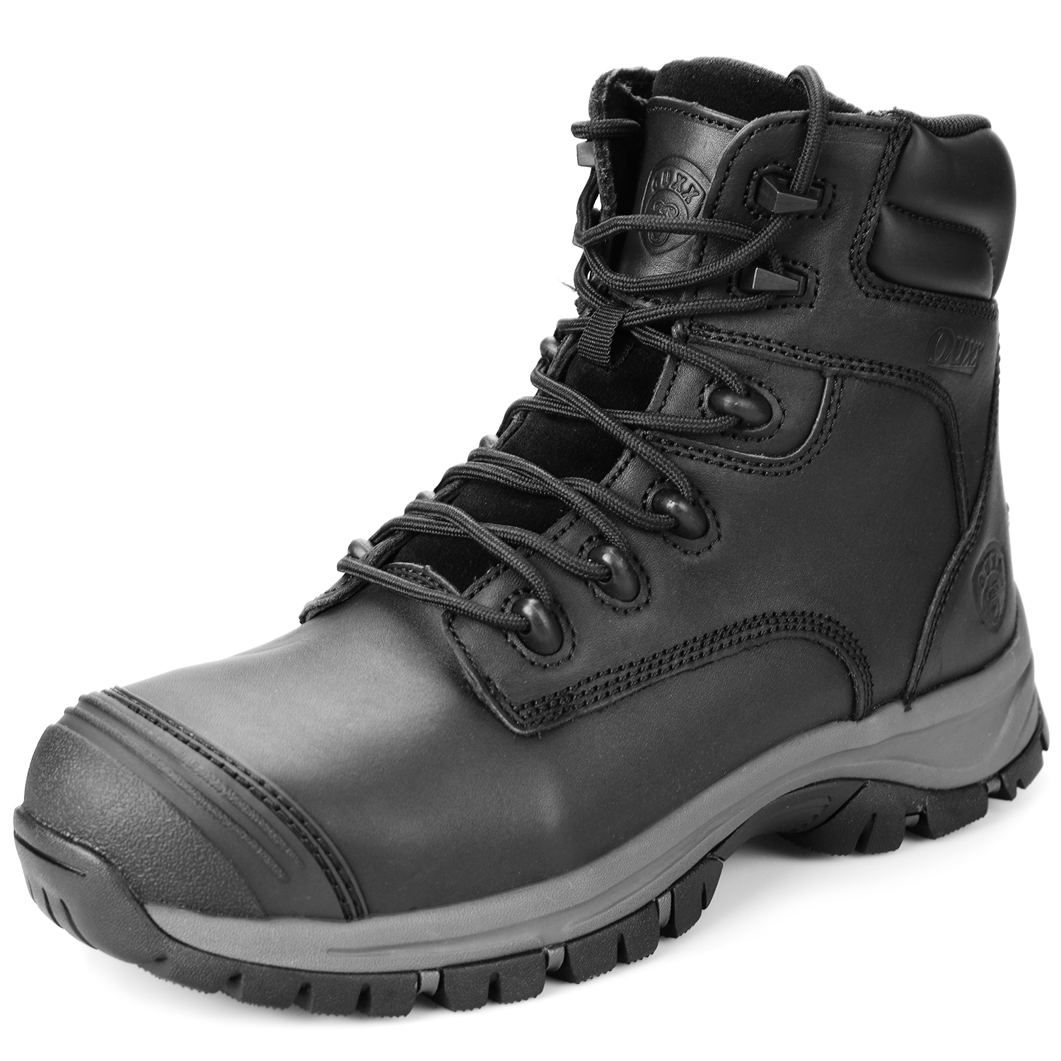 Work Boots for Men, Steel Toe Safety Boots with Side YKK Zipper, Waterproof Leather, Slip-Resistant Puncture-Proof Sole, ASTM F2413-18 EH Rated
