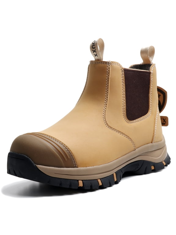Steel Toe Chelsea Work Boots for Men – Slip-On Safety Boot, Waterproof Leather, Slip-Resistant Sole, Kevlar Puncture-Proof Midsole, ASTM F2413-18 EH Rated