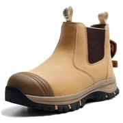OUXX Steel Toe Chelsea Work Boots for Men   Slip-On Safety Boot, Waterproof Leather, Slip-Resistant Sole, Kevlar Puncture-Proof Midsole, ASTM F2413-18 EH Rated
