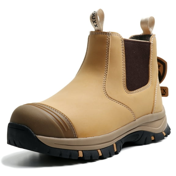 OUXX Steel Toe Chelsea Work Boots for Men – Slip-On Safety Boot, Waterproof Leather, Slip-Resistant Sole, Kevlar Puncture-Proof Midsole, ASTM F2413-18 EH Rated