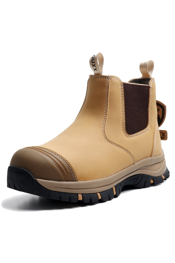 Steel Toe Chelsea Work Boots for Men – Slip-On Safety Boot, Waterproof Leather, Slip-Resistant Sole, Kevlar Puncture-Proof Midsole, ASTM F2413-18 EH Rated