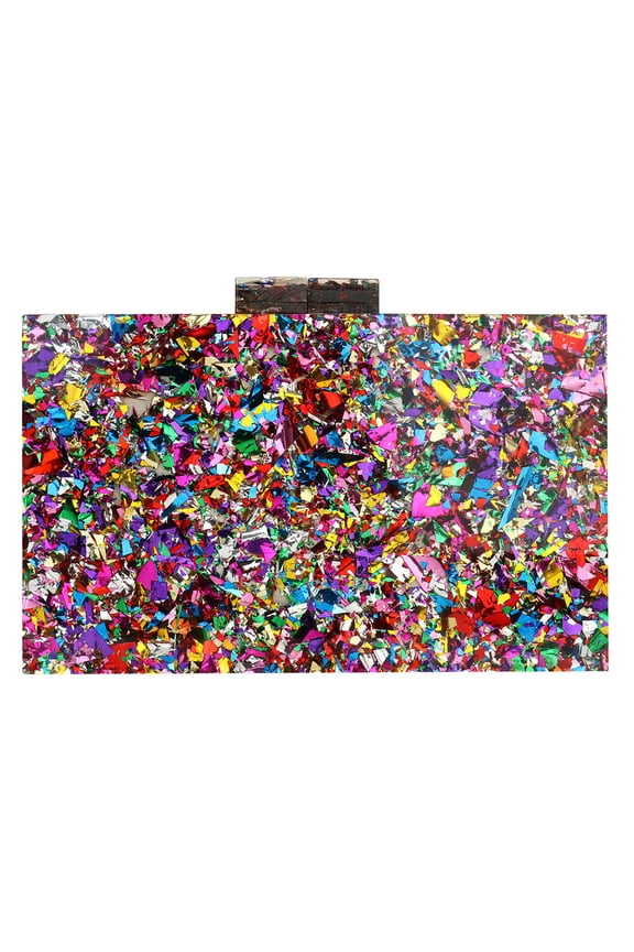 Acrylic Hard-Surface Box Bag Shoulder Bag for Women, Interlocking Clasp Closure, Chain Strap, 7.09" x 4.72" x 1.97" (Fashion Style)