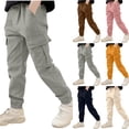 thumbnail image 1 of OVAFBAU Boys Cargo Joggers Pants Hiking Sports Pants Boys Cargo Pocket Joggers Winter Casual Soft Warm Outdoor Pants, 1 of 9