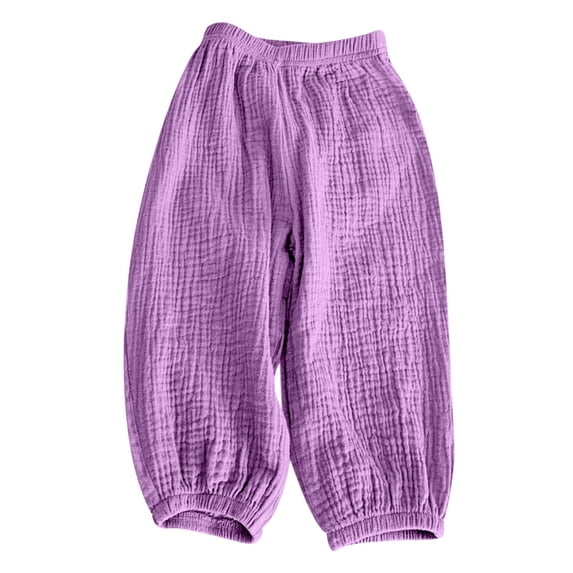 OVAFBAU Boys Girls Cotton Casual Pants Girls Cotton Wide-Leg Soft Breathable Summer Pants